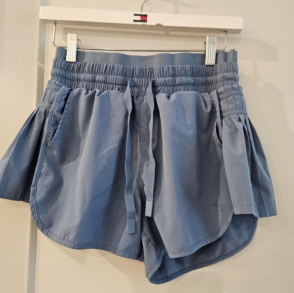 JoyLab Blue Athletic Shorts with Elastic Waistband and Ruffled Hem